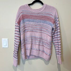 Umgee long sleeve chunky sweater- pink multicolor- size medium